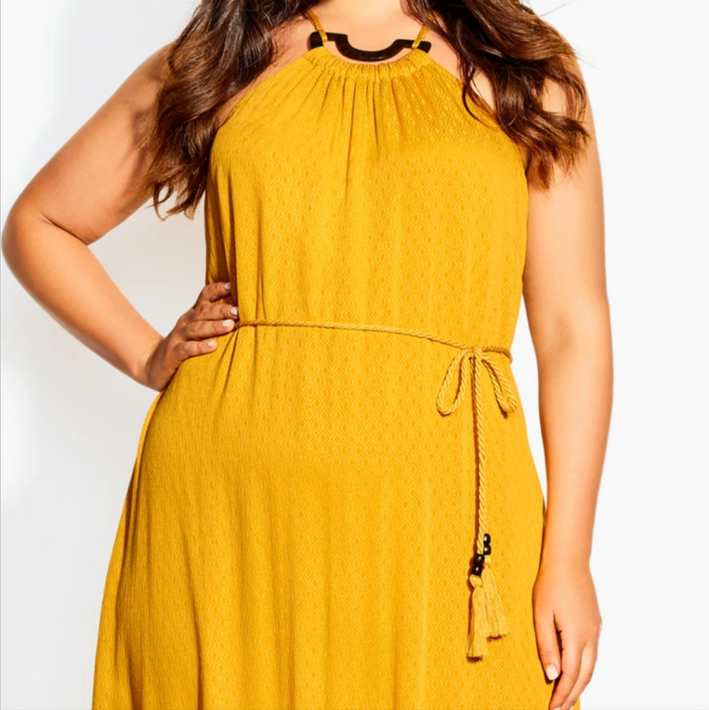 City Chic Mustard Strapless Dress